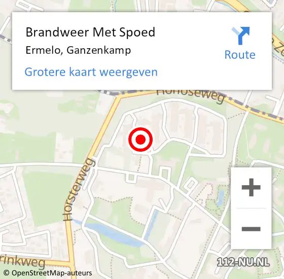 Locatie op kaart van de 112 melding: Brandweer Met Spoed Naar Ermelo, Ganzenkamp op 22 augustus 2023 23:47