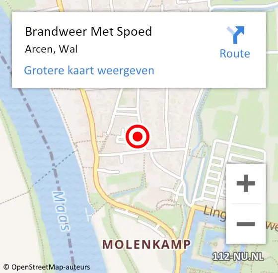 Locatie op kaart van de 112 melding: Brandweer Met Spoed Naar Arcen, Wal op 22 augustus 2023 23:54