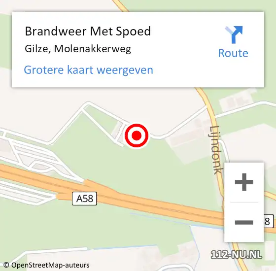 Locatie op kaart van de 112 melding: Brandweer Met Spoed Naar Gilze, Molenakkerweg op 23 augustus 2023 02:10