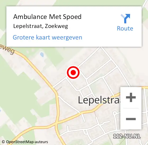 Locatie op kaart van de 112 melding: Ambulance Met Spoed Naar Lepelstraat, Zoekweg op 5 september 2014 15:43