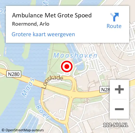Locatie op kaart van de 112 melding: Ambulance Met Grote Spoed Naar Roermond, Arlo op 23 augustus 2023 02:50
