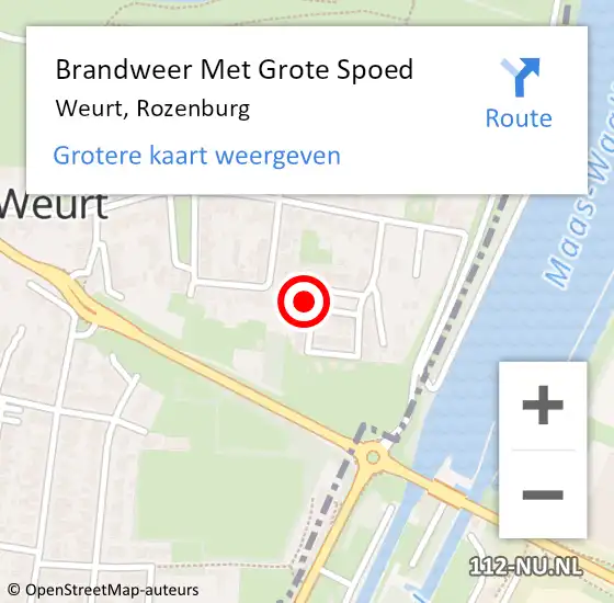 Locatie op kaart van de 112 melding: Brandweer Met Grote Spoed Naar Weurt, Rozenburg op 23 augustus 2023 03:12