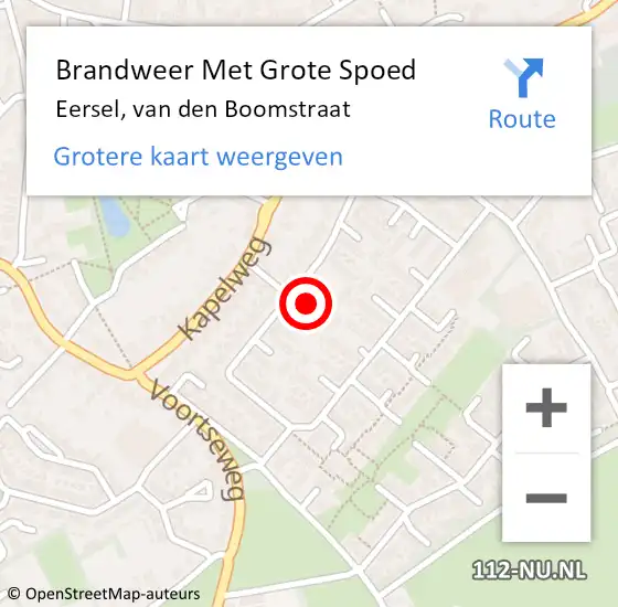 Locatie op kaart van de 112 melding: Brandweer Met Grote Spoed Naar Eersel, van den Boomstraat op 23 augustus 2023 06:21