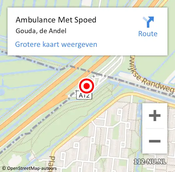 Locatie op kaart van de 112 melding: Ambulance Met Spoed Naar Gouda, de Andel op 23 augustus 2023 07:45