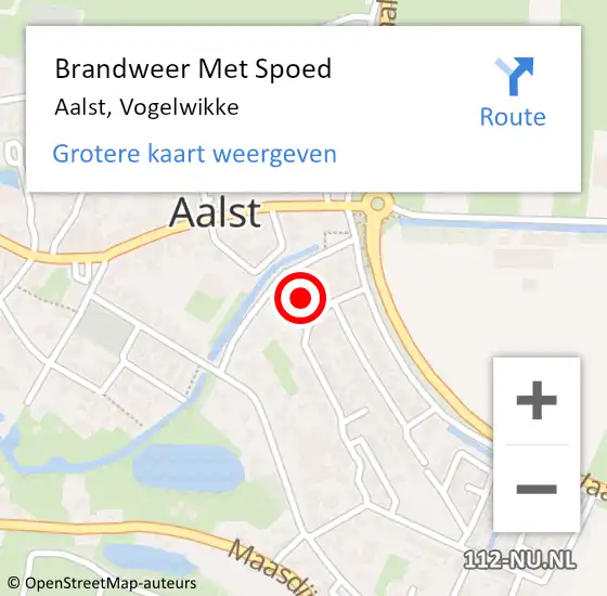 Locatie op kaart van de 112 melding: Brandweer Met Spoed Naar Aalst, Vogelwikke op 23 augustus 2023 08:08