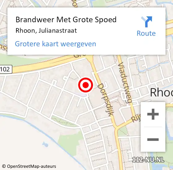 Locatie op kaart van de 112 melding: Brandweer Met Grote Spoed Naar Rhoon, Julianastraat op 23 augustus 2023 08:12