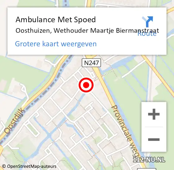 Locatie op kaart van de 112 melding: Ambulance Met Spoed Naar Oosthuizen, Wethouder Maartje Biermanstraat op 23 augustus 2023 08:24