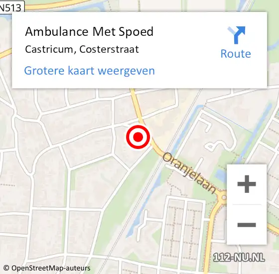 Locatie op kaart van de 112 melding: Ambulance Met Spoed Naar Castricum, Costerstraat op 23 augustus 2023 08:44