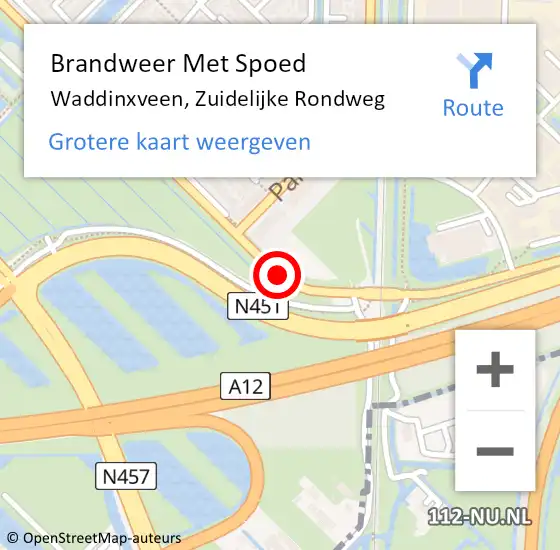 Locatie op kaart van de 112 melding: Brandweer Met Spoed Naar Waddinxveen, Zuidelijke Rondweg op 5 september 2014 15:58