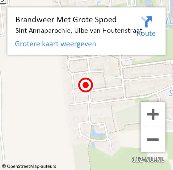 Locatie op kaart van de 112 melding: Brandweer Met Grote Spoed Naar Sint Annaparochie, Ulbe van Houtenstraat op 23 augustus 2023 09:00