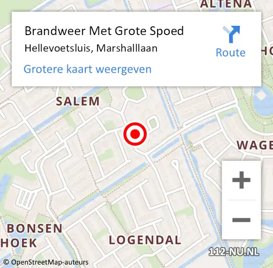 Locatie op kaart van de 112 melding: Brandweer Met Grote Spoed Naar Hellevoetsluis, Marshalllaan op 23 augustus 2023 09:14