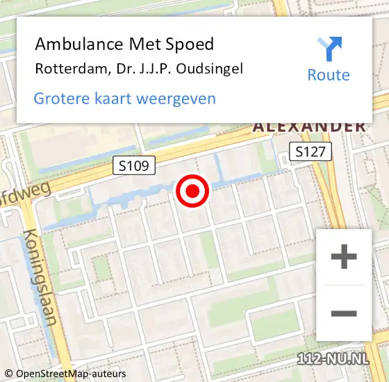 Locatie op kaart van de 112 melding: Ambulance Met Spoed Naar Rotterdam, Dr. J.J.P. Oudsingel op 23 augustus 2023 09:18