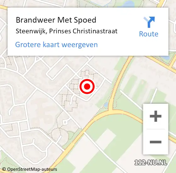 Locatie op kaart van de 112 melding: Brandweer Met Spoed Naar Steenwijk, Prinses Christinastraat op 23 augustus 2023 09:27