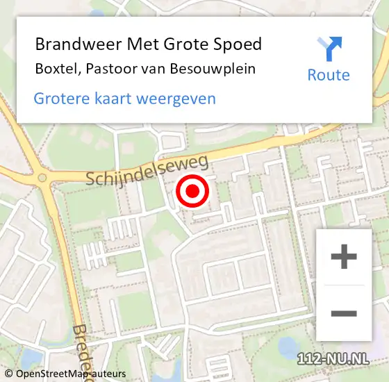 Locatie op kaart van de 112 melding: Brandweer Met Grote Spoed Naar Boxtel, Pastoor van Besouwplein op 23 augustus 2023 09:32