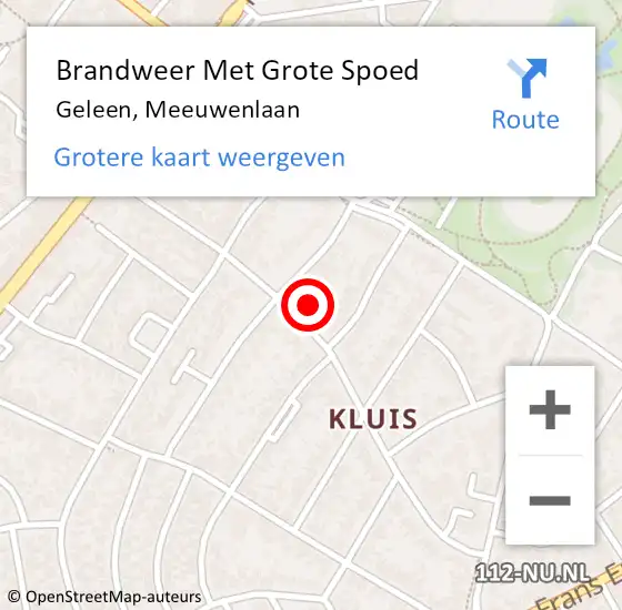 Locatie op kaart van de 112 melding: Brandweer Met Grote Spoed Naar Geleen, Meeuwenlaan op 23 augustus 2023 09:40