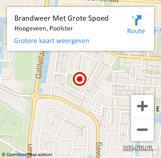 Locatie op kaart van de 112 melding: Brandweer Met Grote Spoed Naar Hoogeveen, Poolster op 23 augustus 2023 09:40