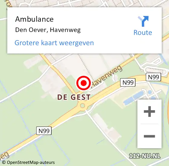 Locatie op kaart van de 112 melding: Ambulance Den Oever, Havenweg op 23 augustus 2023 09:57