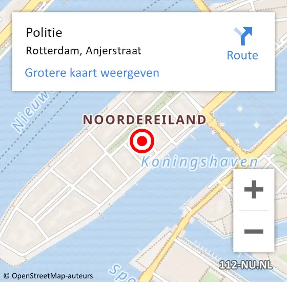 Locatie op kaart van de 112 melding: Politie Rotterdam, Anjerstraat op 23 augustus 2023 10:00