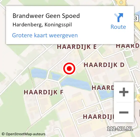 Locatie op kaart van de 112 melding: Brandweer Geen Spoed Naar Hardenberg, Koningsspil op 23 augustus 2023 10:02