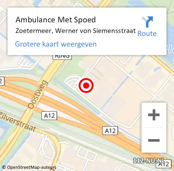 Locatie op kaart van de 112 melding: Ambulance Met Spoed Naar Zoetermeer, Werner von Siemensstraat op 23 augustus 2023 10:03