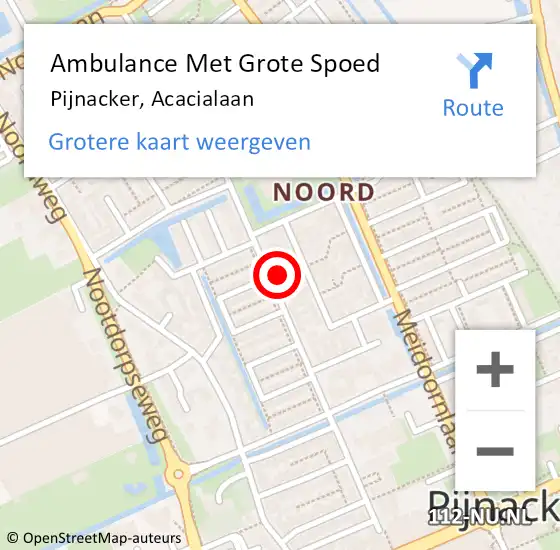 Locatie op kaart van de 112 melding: Ambulance Met Grote Spoed Naar Pijnacker, Acacialaan op 23 augustus 2023 10:17