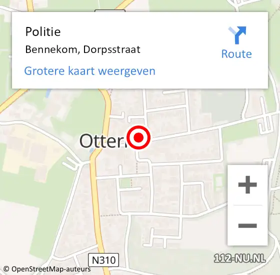 Locatie op kaart van de 112 melding: Politie Bennekom, Dorpsstraat op 23 augustus 2023 10:18