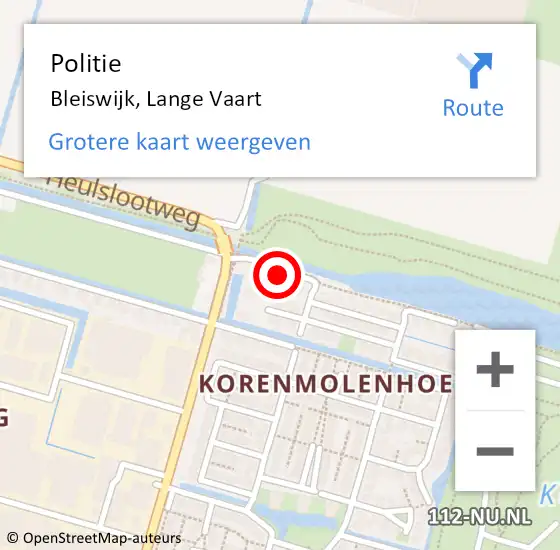 Locatie op kaart van de 112 melding: Politie Bleiswijk, Lange Vaart op 23 augustus 2023 10:27