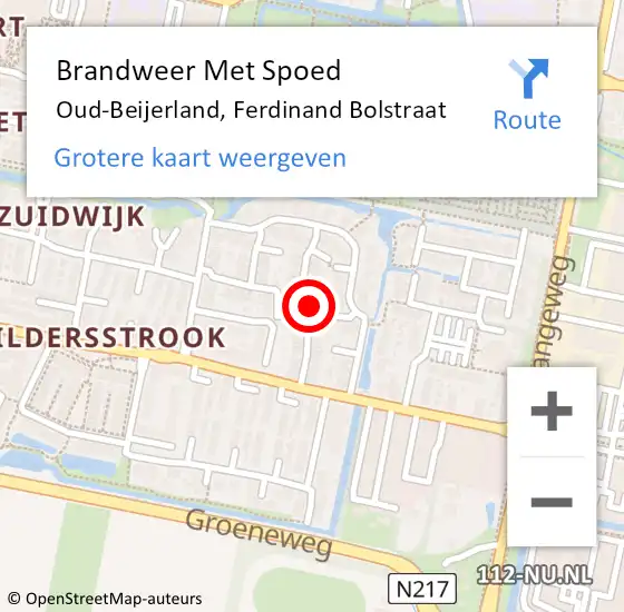 Locatie op kaart van de 112 melding: Brandweer Met Spoed Naar Oud-Beijerland, Ferdinand Bolstraat op 23 augustus 2023 10:30