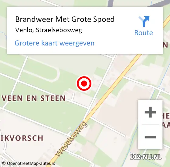 Locatie op kaart van de 112 melding: Brandweer Met Grote Spoed Naar Venlo, Straelsebosweg op 23 augustus 2023 10:45