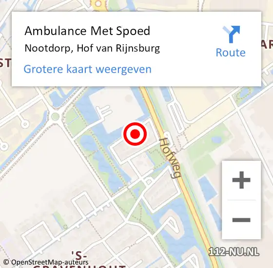 Locatie op kaart van de 112 melding: Ambulance Met Spoed Naar Nootdorp, Hof van Rijnsburg op 23 augustus 2023 11:08