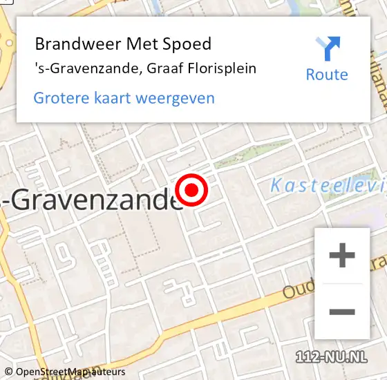 Locatie op kaart van de 112 melding: Brandweer Met Spoed Naar 's-Gravenzande, Graaf Florisplein op 23 augustus 2023 11:33