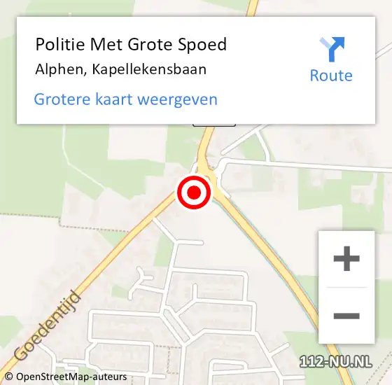 Locatie op kaart van de 112 melding: Politie Met Grote Spoed Naar Alphen, Kapellekensbaan op 23 augustus 2023 11:33