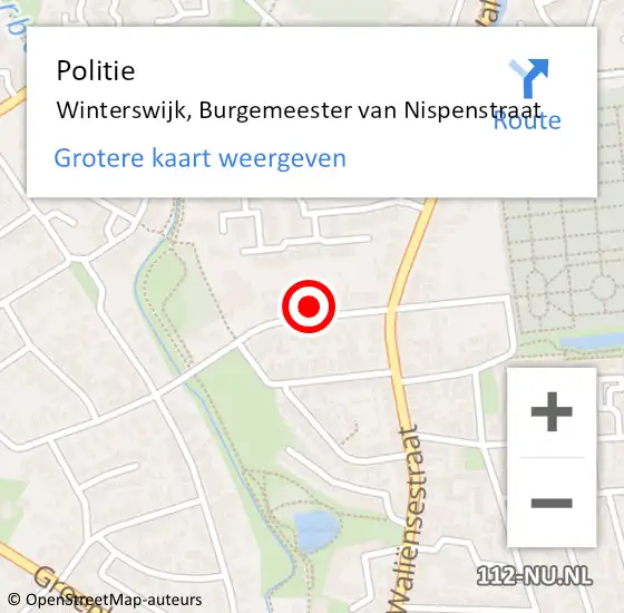 Locatie op kaart van de 112 melding: Politie Winterswijk, Burgemeester van Nispenstraat op 23 augustus 2023 11:36