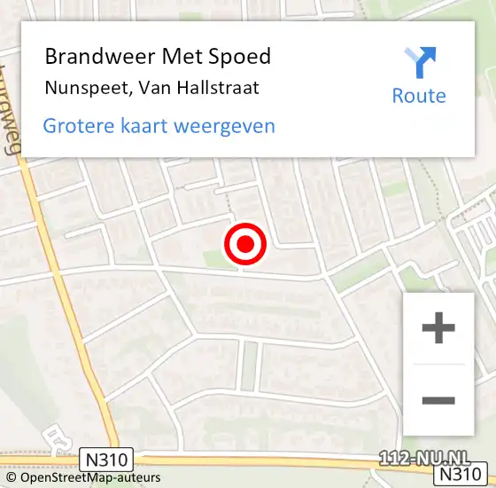 Locatie op kaart van de 112 melding: Brandweer Met Spoed Naar Nunspeet, Van Hallstraat op 23 augustus 2023 11:46