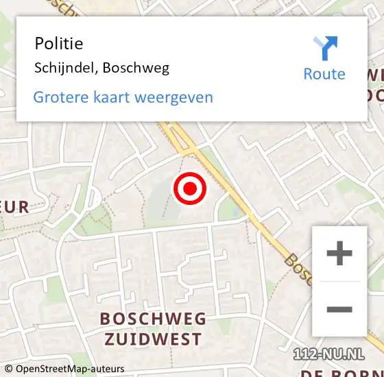Locatie op kaart van de 112 melding: Politie Schijndel, Boschweg op 23 augustus 2023 11:58
