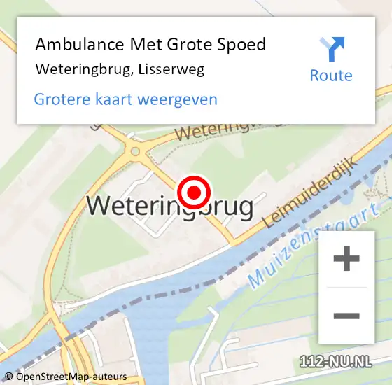 Locatie op kaart van de 112 melding: Ambulance Met Grote Spoed Naar Weteringbrug, Lisserweg op 23 augustus 2023 12:19