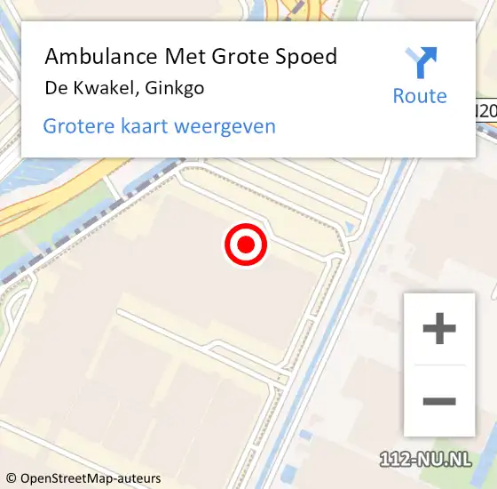 Locatie op kaart van de 112 melding: Ambulance Met Grote Spoed Naar De Kwakel, Ginkgo op 23 augustus 2023 12:21