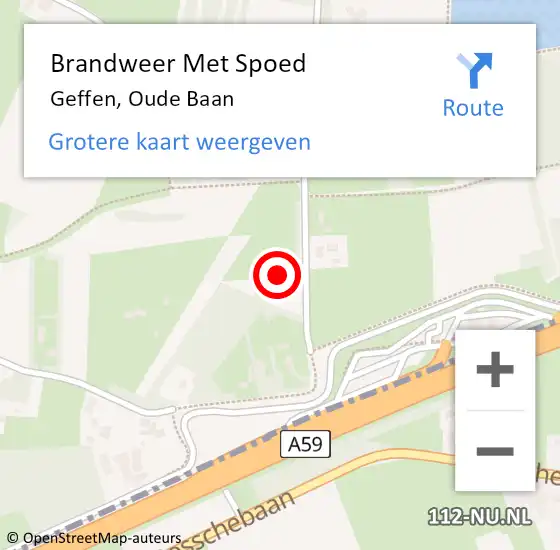 Locatie op kaart van de 112 melding: Brandweer Met Spoed Naar Geffen, Oude Baan op 23 augustus 2023 12:55