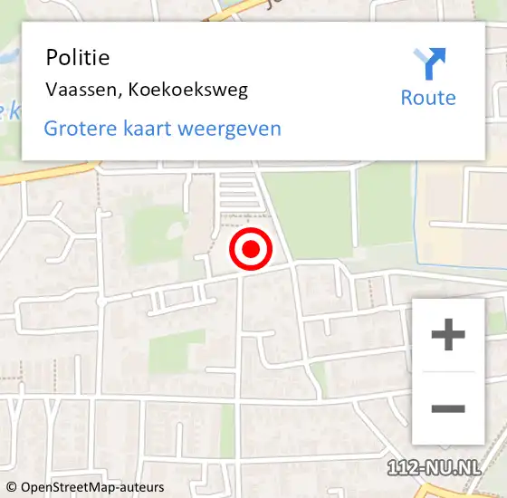 Locatie op kaart van de 112 melding: Politie Vaassen, Koekoeksweg op 23 augustus 2023 13:00