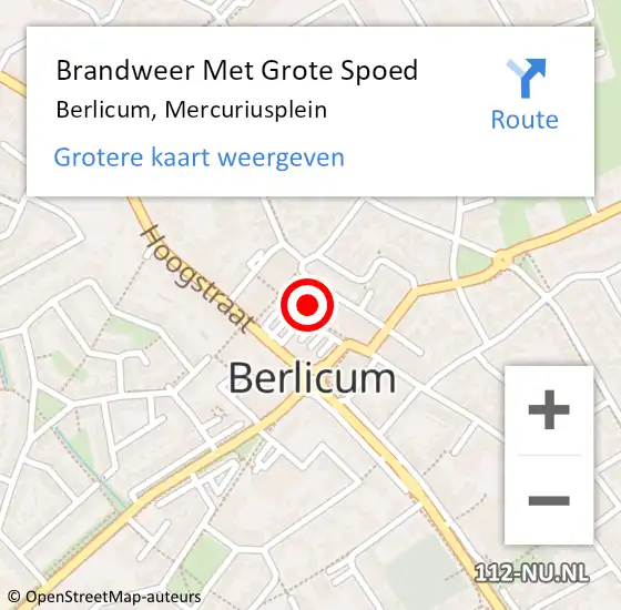 Locatie op kaart van de 112 melding: Brandweer Met Grote Spoed Naar Berlicum, Mercuriusplein op 23 augustus 2023 13:05