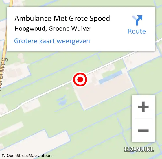 Locatie op kaart van de 112 melding: Ambulance Met Grote Spoed Naar Hoogwoud, Groene Wuiver op 23 augustus 2023 13:05