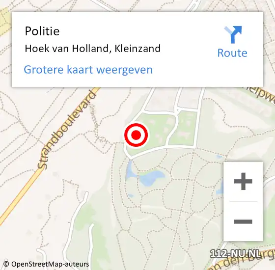 Locatie op kaart van de 112 melding: Politie Hoek van Holland, Kleinzand op 23 augustus 2023 13:18