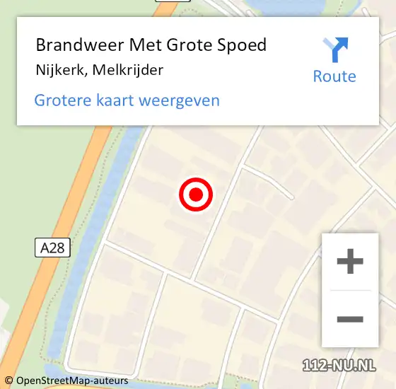 Locatie op kaart van de 112 melding: Brandweer Met Grote Spoed Naar Nijkerk, Melkrijder op 23 augustus 2023 13:35