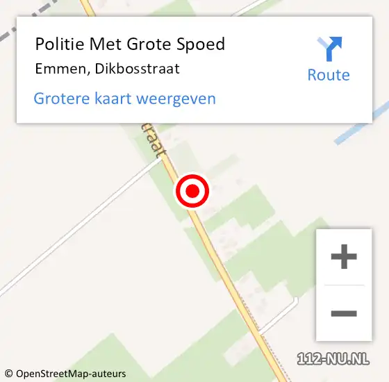 Locatie op kaart van de 112 melding: Politie Met Grote Spoed Naar Emmen, Dikbosstraat op 23 augustus 2023 14:01