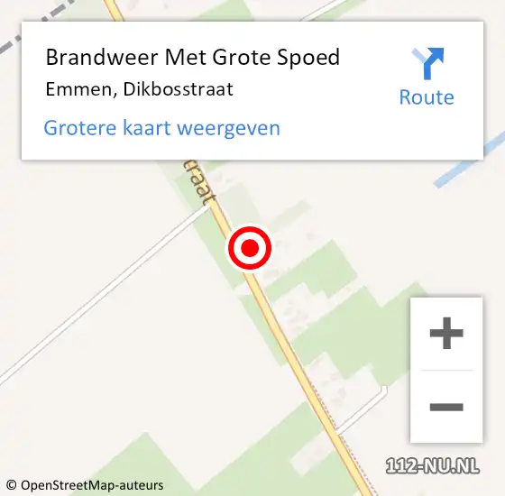 Locatie op kaart van de 112 melding: Brandweer Met Grote Spoed Naar Emmen, Dikbosstraat op 23 augustus 2023 14:03