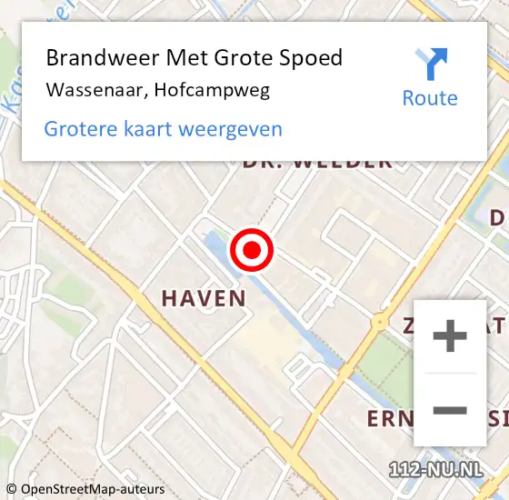 Locatie op kaart van de 112 melding: Brandweer Met Grote Spoed Naar Wassenaar, Hofcampweg op 23 augustus 2023 14:10