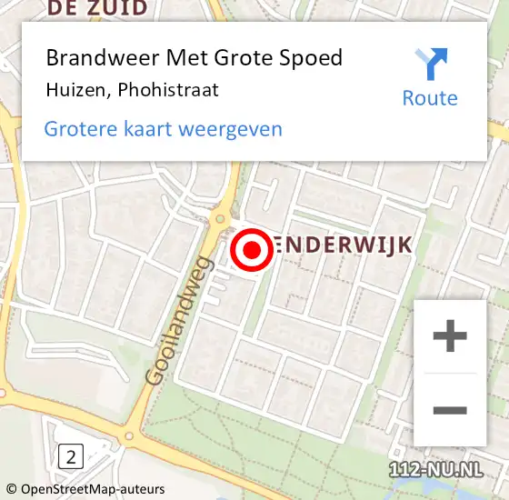 Locatie op kaart van de 112 melding: Brandweer Met Grote Spoed Naar Huizen, Phohistraat op 23 augustus 2023 14:13