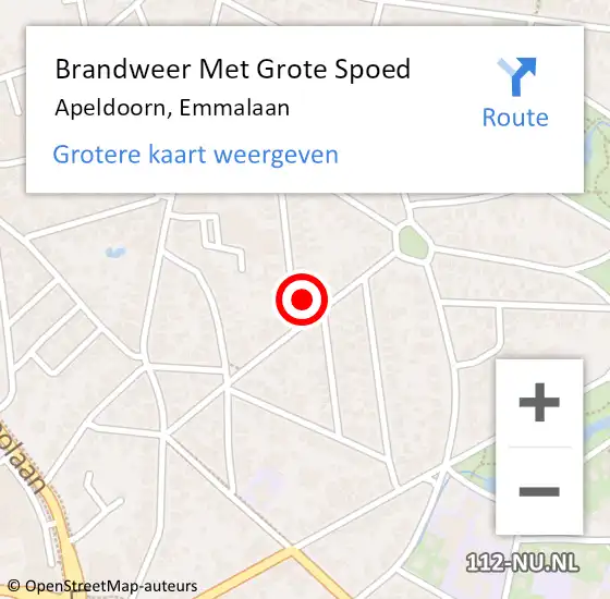 Locatie op kaart van de 112 melding: Brandweer Met Grote Spoed Naar Apeldoorn, Emmalaan op 23 augustus 2023 14:28