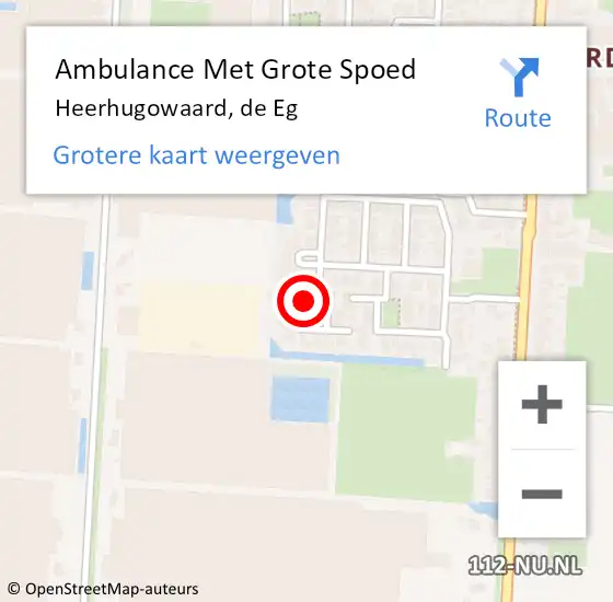 Locatie op kaart van de 112 melding: Ambulance Met Grote Spoed Naar Heerhugowaard, de Eg op 23 augustus 2023 14:31