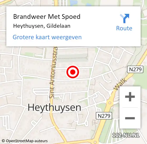 Locatie op kaart van de 112 melding: Brandweer Met Spoed Naar Heythuysen, Gildelaan op 23 augustus 2023 14:36